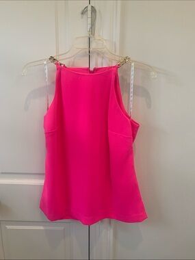 Lilly Pulitzer Bright Pink Chain-Shoulder Top Size 0